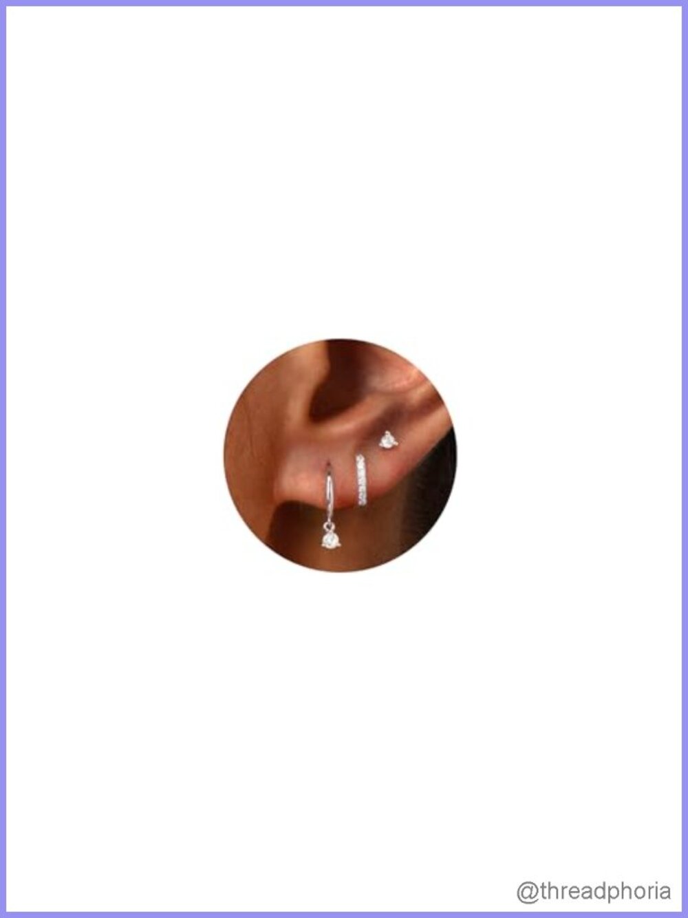Sterling Silver Hoop Earring Set of 3 CZ Stud Huggie Dainty Minimalist